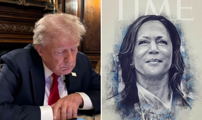Trump on Harris' Time cover